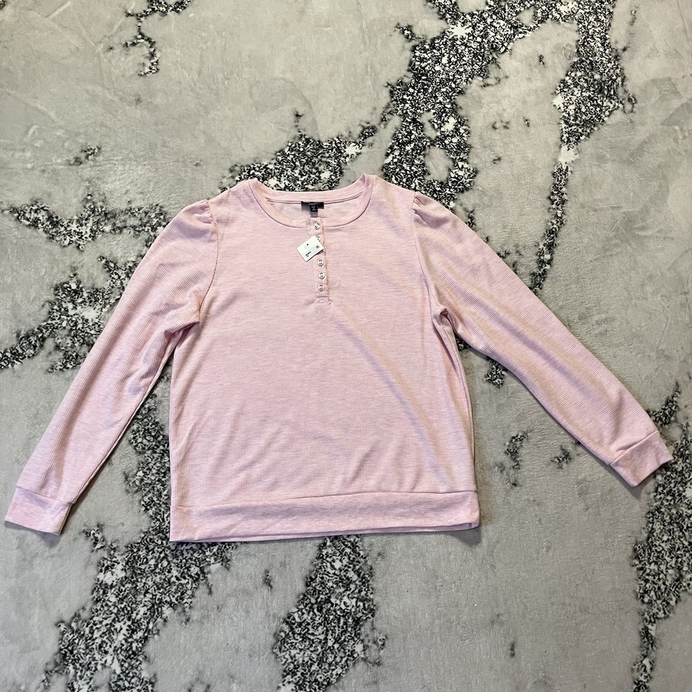 Splendid Shirt Womens Size Small Pink Pullover Waffle Knit Long Sleeve